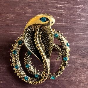 King Cobra Brooch with stones. Good Tone.